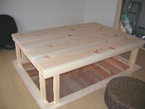 檜無垢板のコタツ天板